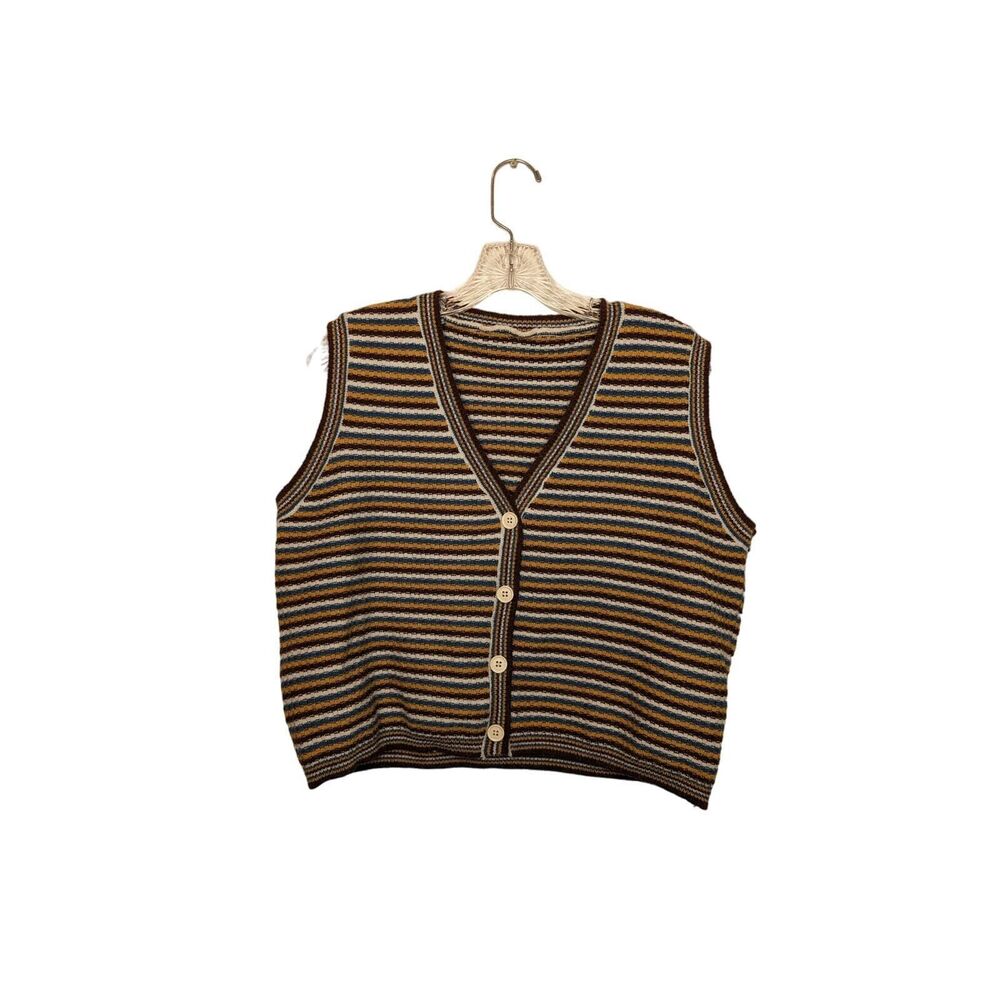 Rihoas Womens Cropped Sweater Vest Sz S Academic Style Classic Look Preppy